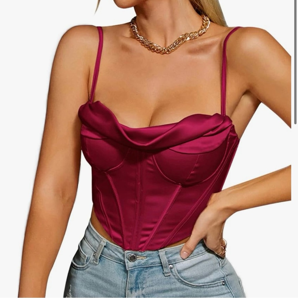MAROON SATIN CORSET